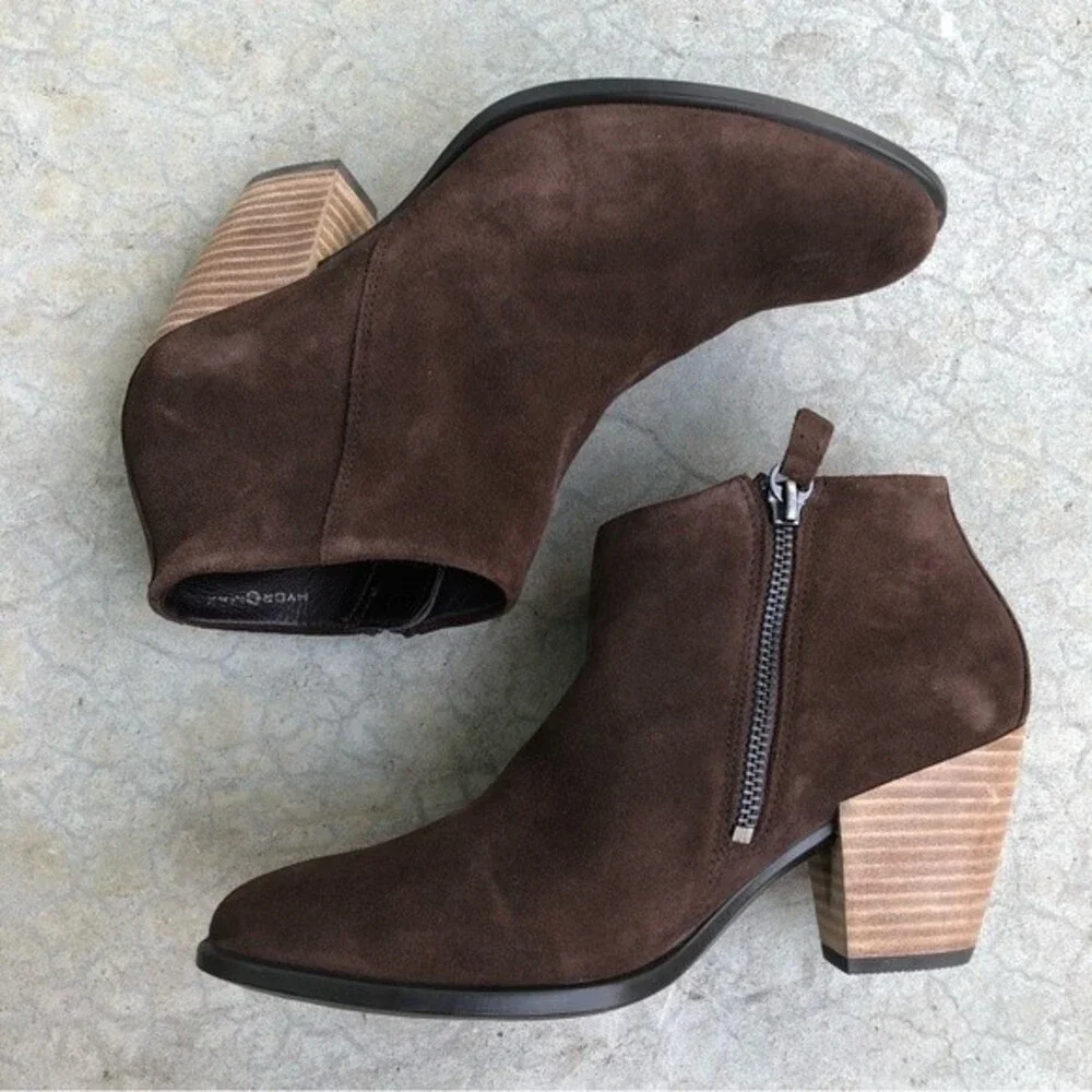 Ecco Brown Suede Ankle Boots Booties Waterproof Hydromax Heeled Euro 38